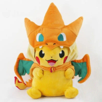 ตุ๊กตาของเล่นตุ๊กตา Pokemon Pikachu พร้อมหมวก Charizard ตุ๊กตาสัตว์ใหม่