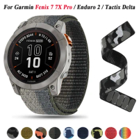 Loop Nylon Smart Watch For Garmin Fenix 7 7X Pro 6 6X Pro 5X 5 Plus 7 7X 3HR Tactix Delta 935 945 Bracelet Easyfit 26 22mm Strap