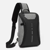 USB充電防盜胸包/單肩包(UN-2003-1黑灰)