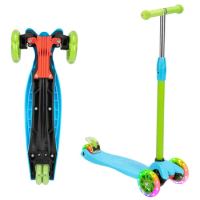 Kids Adults Scooter 3-12 Years Old Kids 3 Wheels Adjustable Height Scooter PU Flashing Wheels Children Gifts