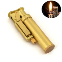 New Retro Pure Copper Kerosene Windproof Lighter Creative Grinding Wheel One Key Ignition Lighter Vi