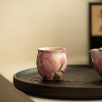 2025 imitation Song Dynasty Ru ware lily flower tea cup, dragon egg cup, rimmed cup, master cup, cer