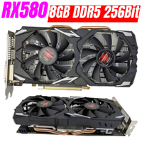RX580 8GB DDR5 Gaming Graphics Video Card for PC 256Bit Dual Cooling Fan Desktop Video Card PCI-expr