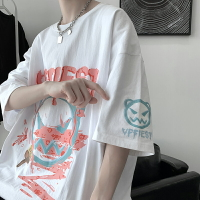嘻哈t恤男潮牌2022短袖寬松體恤潮流ins上衣夏季男生半袖涂鴉衣服