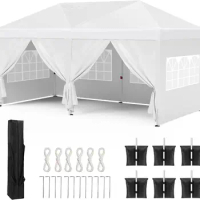 10x20FT Pop Up Canopy 10x20 Canopy Tent with 6 Side Walls Instant Shade Canopy Tent for Parties Beach Outdoor Carry Bag 6Weight
