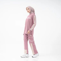 SKY - Baju Setelan Olahraga Wanita Muslimah | Senam Aerobic Zumba | One Set Olahraga Cewek XL PURPLE