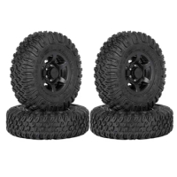 4PCS 85mm 1.55 Inch Beadlock Wheel Rims Tires Set for 1/10 RC Crawler Car Axial Yeti Jr RC4WD D90 TF2 Tamiya CC01,Black
