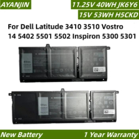 JK6Y6 11.25V 40WH Laptop Battery For Dell Latitude 3410 3510 Vostro 14 5402 5501 5502 Inspiron 5300 5301 9077G H5CKD 15V 53WH