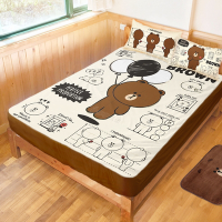 享夢城堡 雙人床包枕套5x6.2三件組-LINE FRIENDS 熊大素描筆記-米黃