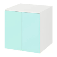 SMÅSTAD/PLATSA 收納櫃, 白色 淺土耳其藍/附層板, 60x57x63 公分