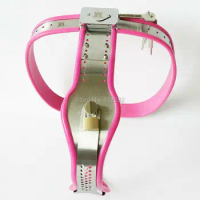 Stainless Steel Pink Chastity Belt Enforcer Chastity Device BDSM Sex Toys Female Chastity Belt Adjustable For Women Metal Underw