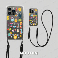 【MOOTUN沐盾】iPhone15 14 13 12 Pro Max四角掛繩手機殼 怪獸寶寶(附手機掛繩)