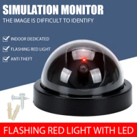 Dummy Fake Security Camera Fake CCTV Security Camera Home Dome Waterproof with Flashing Red LED Lights Indoor False Cam