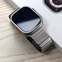 Stainless Steel Band For Apple Watch Ultra 49mm Screen Protect Glass + Titanium Color Butterfly Link Bracelet IWatch 49 mm Strap
