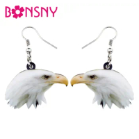 Bonsny Acrylic Fashion Bald Eagle Bird Earrings Drop Dangle Big Long Trendy America Animal Jewelry For Women Girls Teens Gift