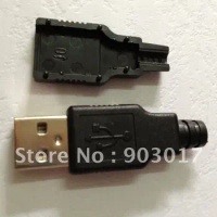 3-Piece A/M 4 pin USB Male Plug Connector Black Plasitc Handle Cover 100 pcs per lot hot sale