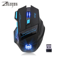 En. ZELOTES 2.4G Tetikus Komputer LED Optik Wayarles 2400 DPI 7 Butang Tetikus Permainan Wayarles La