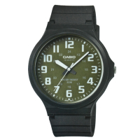 CASIO 超輕薄感實用必備大表面指針錶-(MW-240-3B)墨綠x白數字/45mm