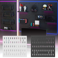 Pegboard DIY, การออกแบบที่ปรุ, ที่เก็บของติดผนัง, อุปกรณ์เสริม Pegboard ที่ปรุ, ไม่จำเป็นต้องเจาะ, เ