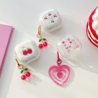 For Samsung Galaxy Buds Live / Galaxy Buds 2 / Buds PRO Case Cute Cherry Cartoon Love pendant Keyring Silicone Earphone Case