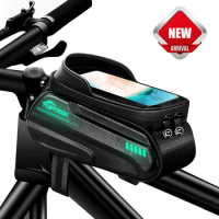 Toptrek Bicycle Bag 6.6in Front Phone Holder Bicycle Case Frame Bag for Bike Road Mountain Cycling Bag MTB Bicycle Accessories