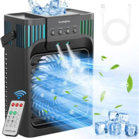 Portable Air Conditioners, Evaporative Air Cooler with Remote, 3 Speed Humidify &amp; 7 LED Light,2-8H Timer,1200ML Cooling Fan Mini