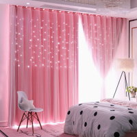 楓林宜居 年網紅鏤空星星落地窗飄窗成品遮光臥室客廳簡約雙層窗簾