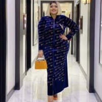 Beludru Afrika Gaun untuk Wanita 2021 Musim Semi Musim Gugur Afrika Pakaian Muslim Maxi Panjang Kualitas Tinggi Fashion Dress Wanita