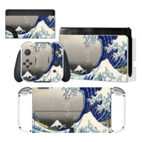 Sea Wave Style Vinyl Decal Skin Sticker For Nintendo Switch OLED Console Protector Game Accessoriy NintendoSwitch OLED