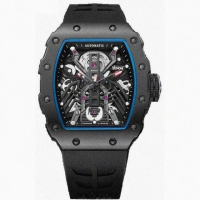 【Marvel 漫威】MARVEL手錶型號MARV002(雙面機械鏤空錶面黑錶殼深黑色矽膠錶帶款)
