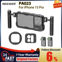 NEEWER PA023 Dual Handheld Metal Phone Video Cage Pro Kit For iPhone 15 Pro/Max with 67mm Filter Adapter/ 17mm Lens Backplane