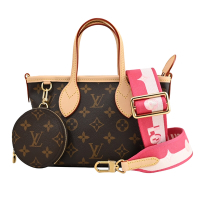 LV M46786 Neverfull BB 經典花紋手提斜背兩用小托特包(桃紅)