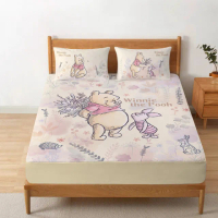 【享夢城堡】雙人床包枕套5x6.2三件組(迪士尼小熊維尼Pooh 花漾迷濛-米黃)