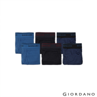 GIORDANO 男裝素色棉質三角內褲(六件裝)-37 藍/黑