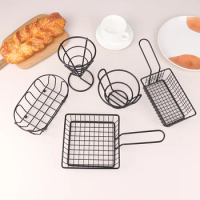 1Pc Mini French Deep Fryers Basket Net Mesh Fries Chip Kitchen Tool Stainless Steel Fryer Home French Fries Baskets