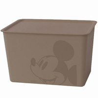小禮堂 迪士尼 米奇 日製 方形塑膠拿蓋收納箱 玩具箱 衣物箱 17L (L 棕 大臉)
