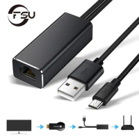 Micro USB Power to RJ45 10/100Mbps USB Lan Ethernet Network Card Adapter for Fire TV Stick Chromecast Ultra Audio