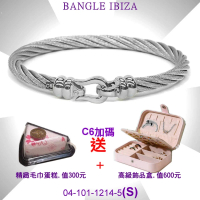 【CHARRIOL 夏利豪】Bangle Ibiza伊維薩島鉤眼鋼索手環 銀色扣頭S款-加雙重贈品 C6(04-101-1214-5-S)