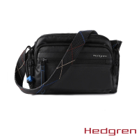 【Hedgren】INNER CITY系列 RFID防盜 雙側袋 側背包(摺紋黑)