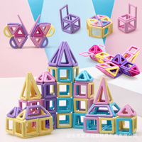 磁力積木拍賣磁性積木 馬卡龍色磁力片組件包 組合配件 單片磁力片 城堡 摩天輪 百變提拉積木建構散單片磁性兒童玩具