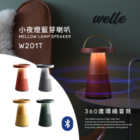 韓國WELLE小夜燈藍芽喇叭 360度環繞音效 W201T-四色-台灣公司貨