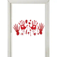 Halloween Bloody Stickers Self-Adhesive Horror Decals With Bloody Ghost Hand Halloween Decorations Window Walls And Floors