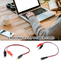 26cm Power Adapter Cable 5.5x2.1mm Connectors to 2 Alligators Clip for Speakers