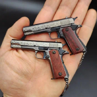 ToyTime New 1:4 Scale Mini Colt M1911 Keychain Creative Pattern Metal Alloy Gun Model Toys Keyring