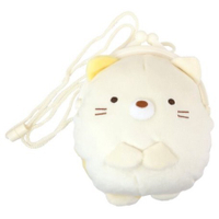 asdfkitty*日本san-x角落生物貓咪造型絨布雙珠扣斜背包/錢包/收納包-日本正版商品