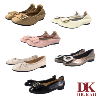 【DK 高博士】時尚流行氣墊娃娃平底淑女鞋(米棕咖啡粉白黑 多色多款任選 上班首選)