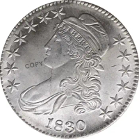 1830 United States 50 Cents ½ Dollar Liberty Eagle Capped Bust Half Dollar Cupronickel Plated Silver White Copy Coin