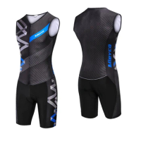 Triathlon Cycling Jersey Sleeveless Cycling Clothing Man Skin Suit Bike Jersey Set Triathlon Suit For Swimming Running Riding