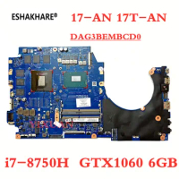 L18941-601 DAG3BEMBCD0 Motherboard FOR HP OMEN 17-AN 17T-AN Laptop Motherboard with i7-8750H GTX1060 6GB working well 100% test