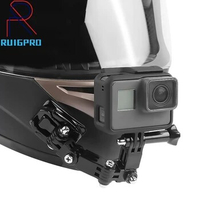 Gopro Accessories 4 Ways Turntable Button Mount Go Pro Hero 4 5 6 7 8 9 10 SJCAM EKEN H9 H9R Motorcycle Helmet Chin Bracket arm